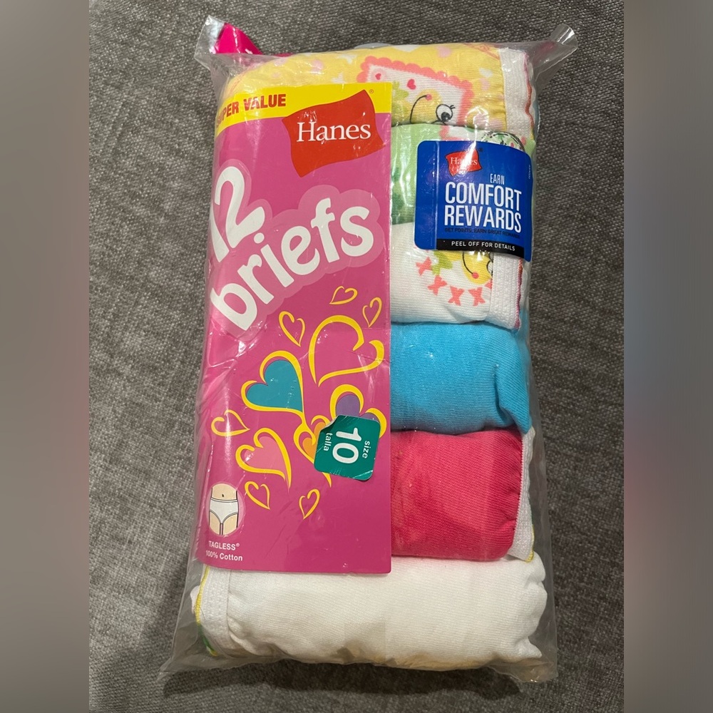Hanes Kids Briefs - White, Blue, Pink, Yellow , 12 Pcs
